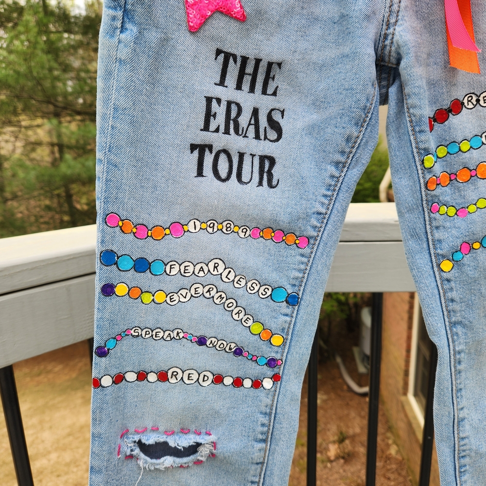 Kids Blue Jeans with Colorful Beads